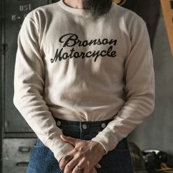 Bronson TOPS 14 Oz Raschel Knitting Waffle Logo T-Shirt