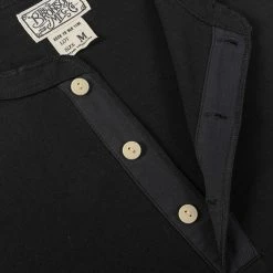 Bronson Vintage Long Sleeve Henley T-Shirt - Black TOPS