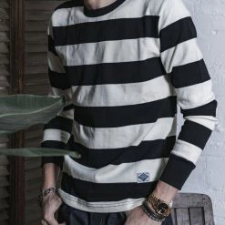 Non Stock 9 Oz Wide Striped Long Sleeve T-Shirt 20 Non Stock 9 Oz Wide Striped Long Sleeve T-Shirt