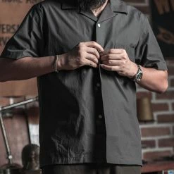 Bronson Classic Panama Open Collar Shirt - Dark Gray Back In Stock