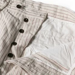 Non Stock Loose Double Pleated Striped 10.5 Oz Linen Shorts