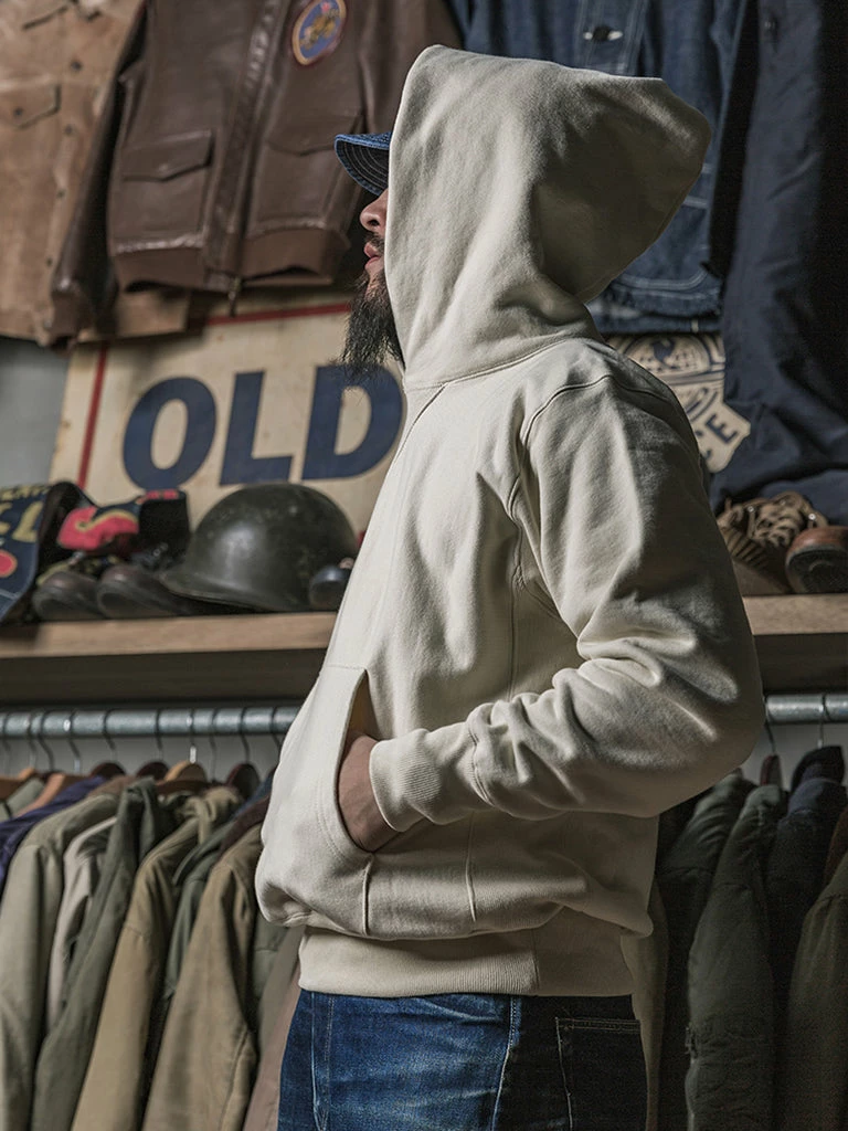 Bronson 21 Oz Military Academy Reverse Weave Hoodie - White TOPS 6 Bronson 21 Oz Military Academy Reverse Weave Hoodie - White TOPS