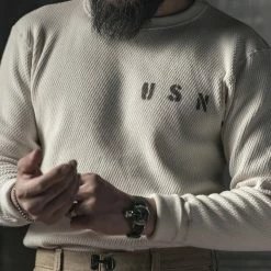 Bronson TOPS US Naval Raschel Knitting Waffle Undershirt