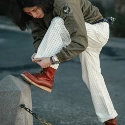 Bronson NEW ARRIVALS Lot 952 HBT Striped Mechanic Pants - White