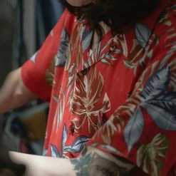 Non Stock Plants & Flowers Pattern Aloha Shirt - Red New Arrivals - S/S 2022