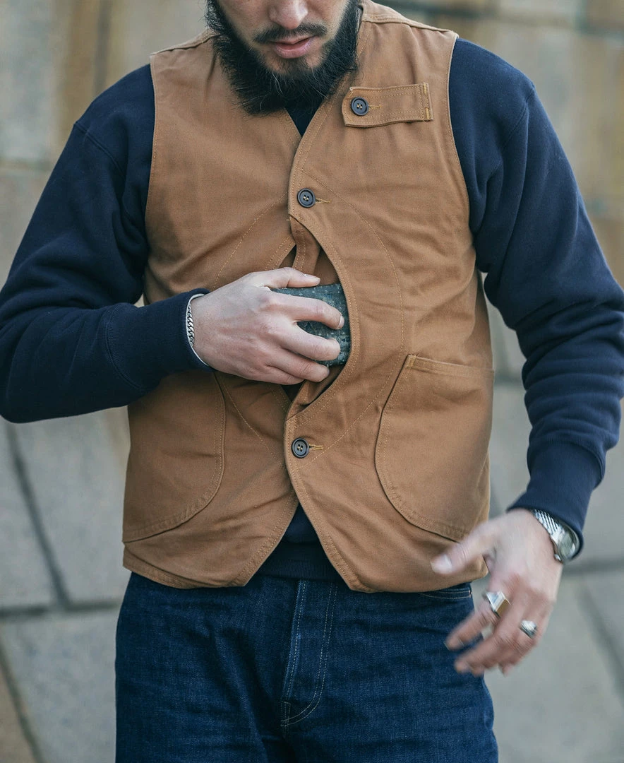 Bronson NEW ARRIVALS 1930s Heavyweight Canvas Game Pocket Hunting Vest - Khaki 7 Bronson NEW ARRIVALS 1930s Heavyweight Canvas Game Pocket Hunting Vest - Khaki