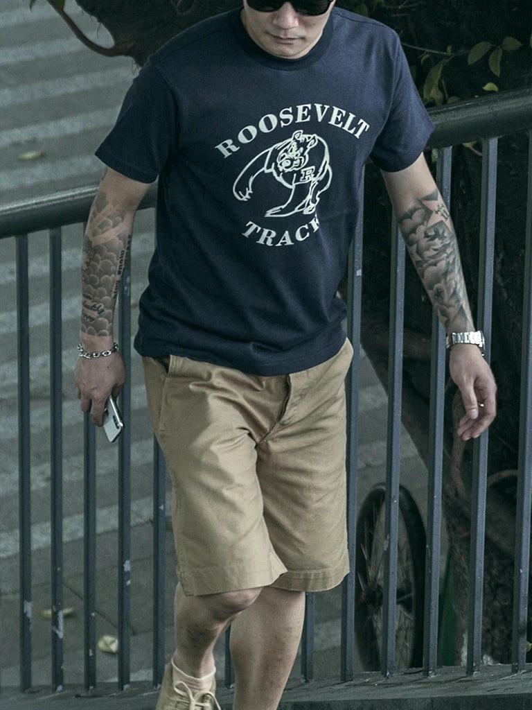 Non Stock Vintage Roosevelt Track Print Short Sleeve T-Shirt TOPS 6 Non Stock Vintage Roosevelt Track Print Short Sleeve T-Shirt TOPS