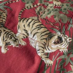 Bronson Lot AS08 Ukiyo-e Tiger & Bambo Pattern Aloha Shirt - Wine Red