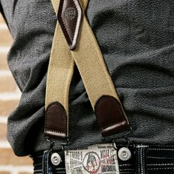 Bronson ACCESSORIES Old-Time X-Back Leather Button Suspender
