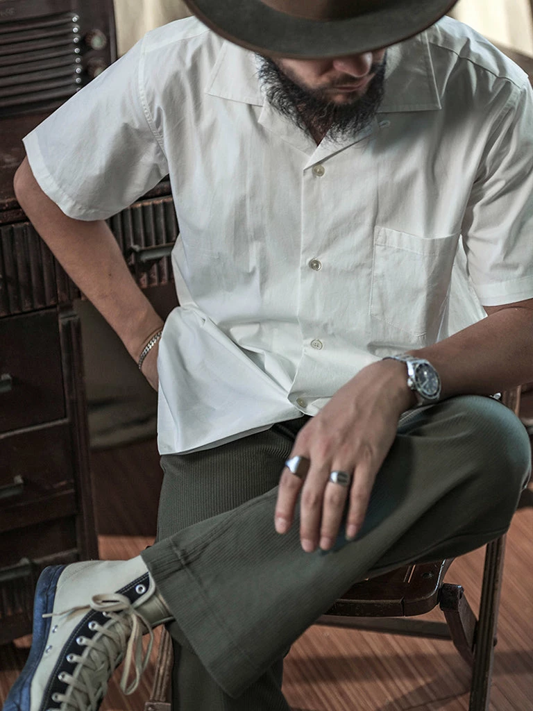 Bronson Back In Stock Classic Panama Open Collar Shirt - Ivory White 7 Bronson Back In Stock Classic Panama Open Collar Shirt - Ivory White