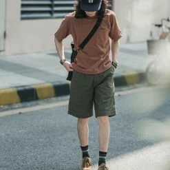 Non Stock NEW ARRIVALS 9.8 Oz Cotton Classic Pocket T-Shirt - Light Brown　