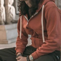 Non Stock TOPS 17.5 Oz Terry Cloth Zip-Up Hoodie - Brick Red