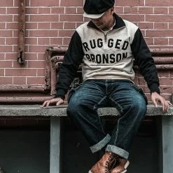 Bronson Motorcycle Turtle Zip Jersey Overweight Sweater - White TOPS