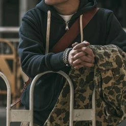 Non Stock 17.5 Oz Terry Cloth Zip-Up Hoodie - Black TOPS