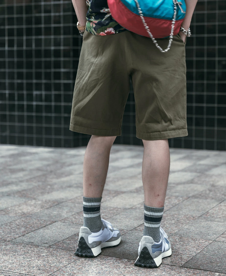 Non Stock Classic Straight Leg Double Pleated Shorts - Olive 9 Non Stock Classic Straight Leg Double Pleated Shorts - Olive