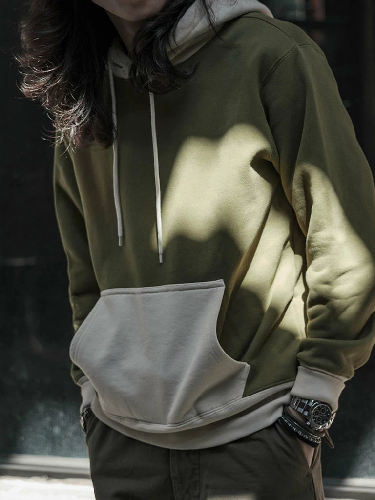 Non Stock NEW ARRIVALS 17.5 Oz Terry Cloth Two-Tone Hoodie - Olive/Apricot 8 Non Stock NEW ARRIVALS 17.5 Oz Terry Cloth Two-Tone Hoodie - Olive/Apricot