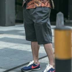 Non Stock Classic Straight Leg Double Pleated Shorts - Gray 19 Non Stock Classic Straight Leg Double Pleated Shorts - Gray