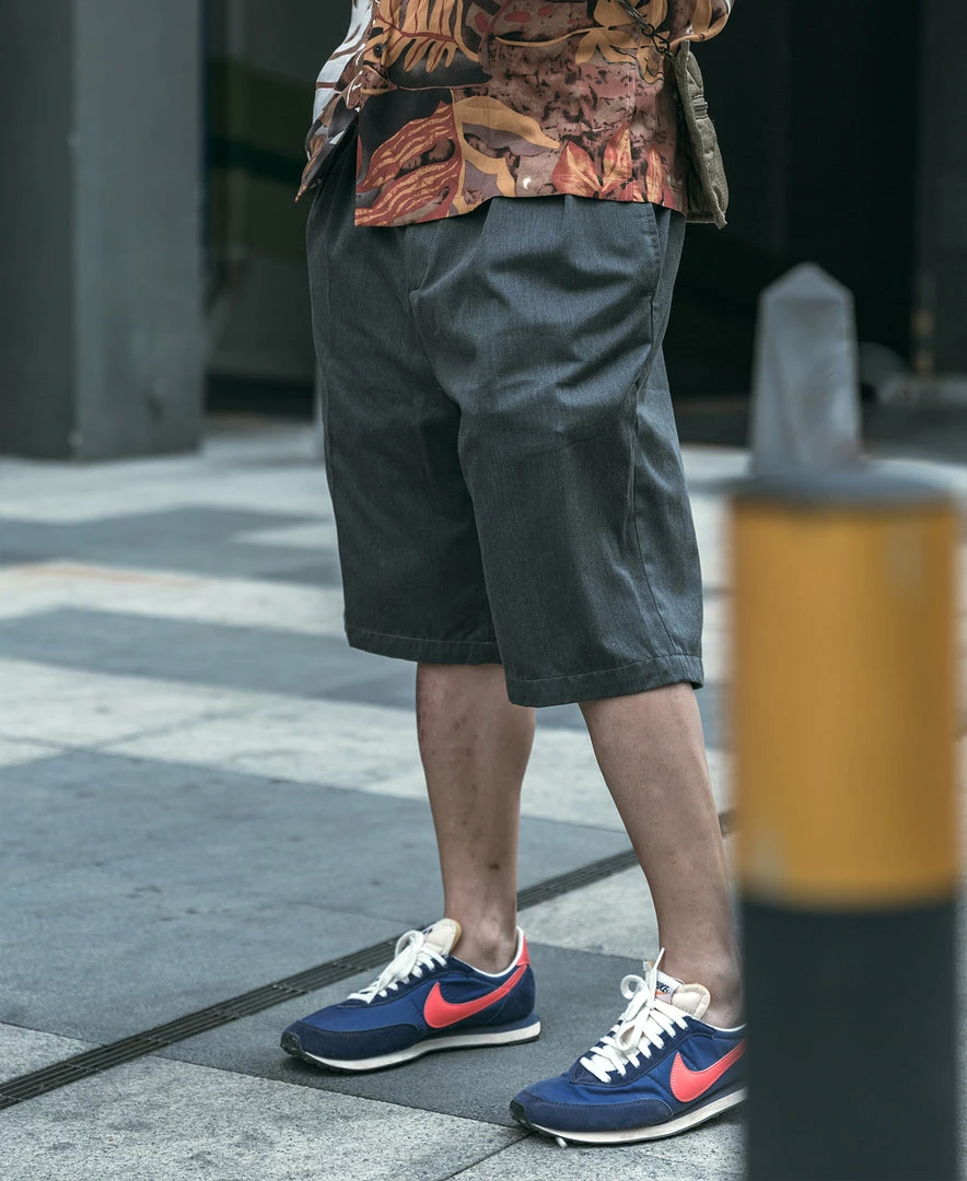 Non Stock Classic Straight Leg Double Pleated Shorts - Gray 7 Non Stock Classic Straight Leg Double Pleated Shorts - Gray