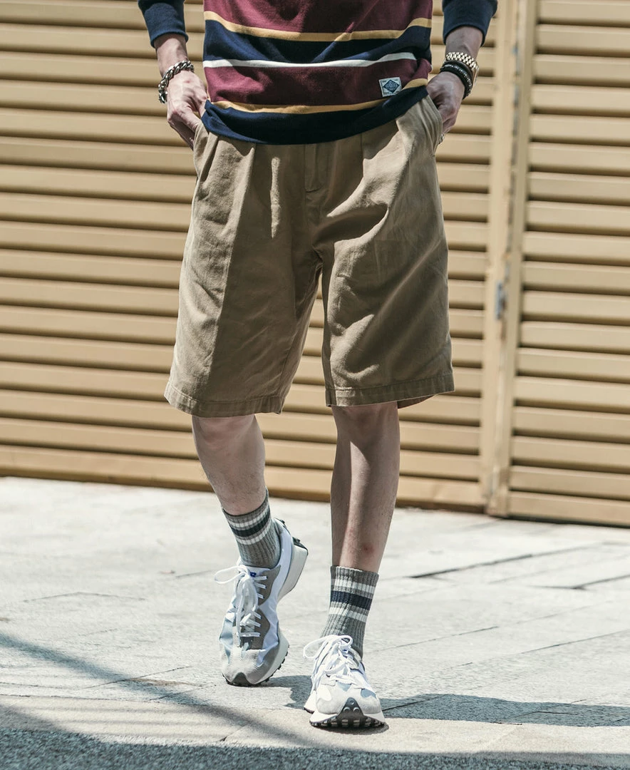 Non Stock BEST SELLERS Classic Straight Leg Double Pleated Shorts - Khaki 6 Non Stock BEST SELLERS Classic Straight Leg Double Pleated Shorts - Khaki