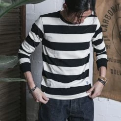 Non Stock 9 Oz Wide Striped Long Sleeve T-Shirt 21 Non Stock 9 Oz Wide Striped Long Sleeve T-Shirt