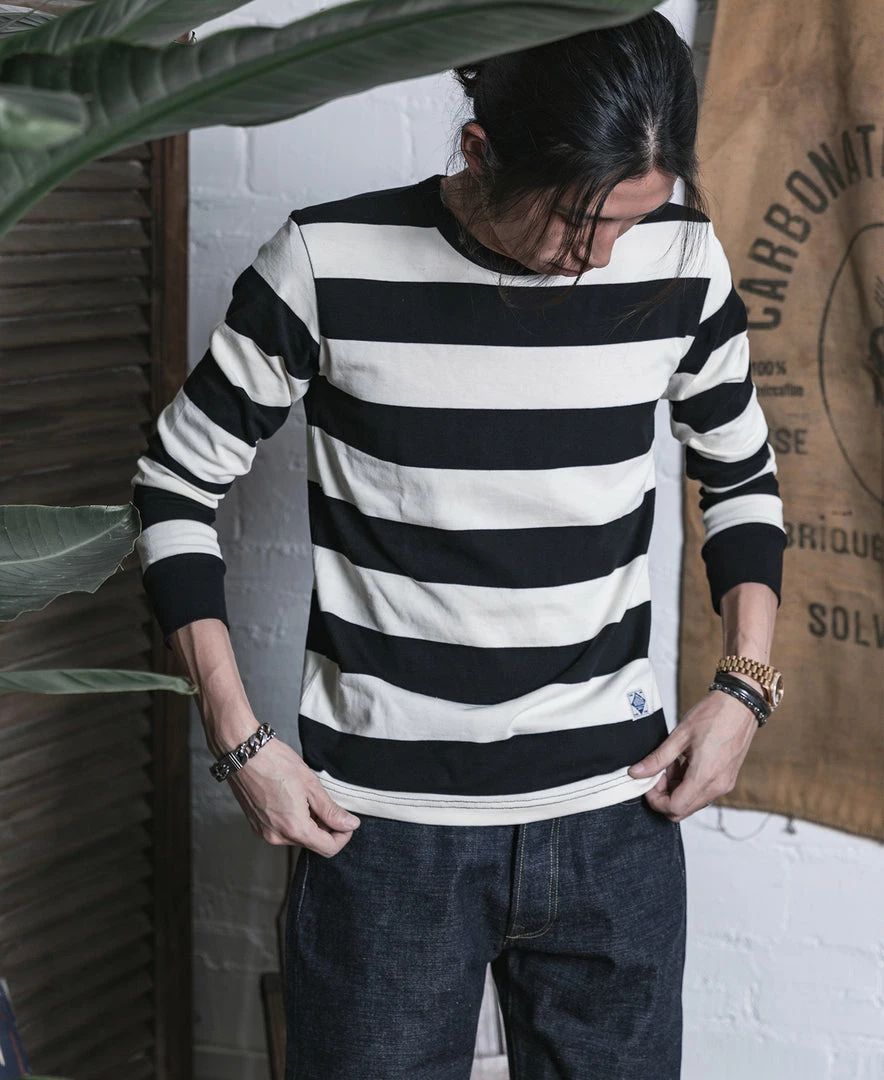 Non Stock 9 Oz Wide Striped Long Sleeve T-Shirt 7 Non Stock 9 Oz Wide Striped Long Sleeve T-Shirt