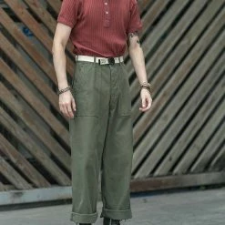 Bronson 11 Oz Vintage Ribbed Cotton Henley T-Shirt - Wine Red NEW ARRIVALS