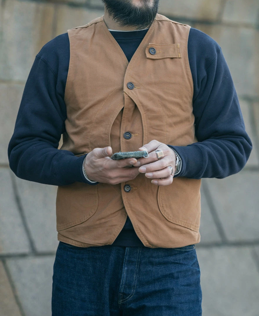 Bronson NEW ARRIVALS 1930s Heavyweight Canvas Game Pocket Hunting Vest - Khaki 8 Bronson NEW ARRIVALS 1930s Heavyweight Canvas Game Pocket Hunting Vest - Khaki