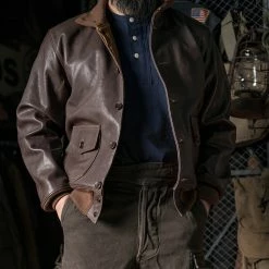 Bronson USAAF Type A-1 Leather Flight Jacket - Light Brown OUTERWEAR