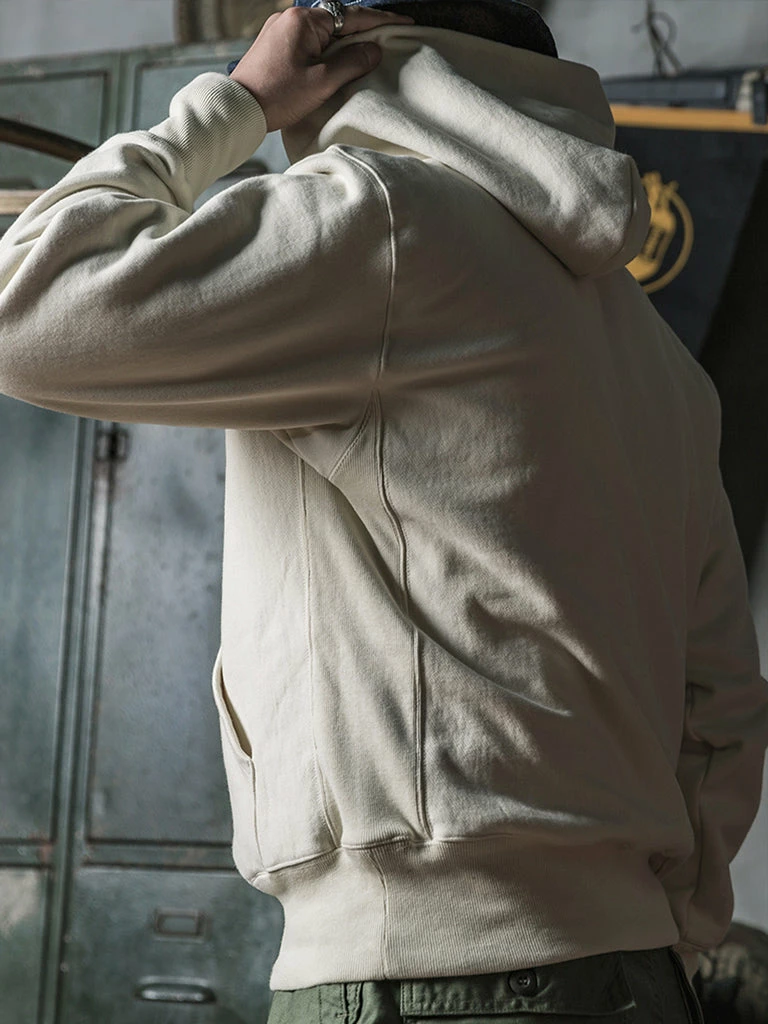 Bronson 21 Oz Military Academy Reverse Weave Hoodie - White TOPS 7 Bronson 21 Oz Military Academy Reverse Weave Hoodie - White TOPS