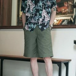 Non Stock Ukiyo-e Tiger & Bamboo Pattern Aloha Shirt - Black