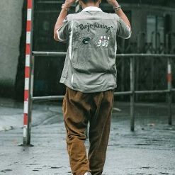 Non Stock TOPS Loose Embroidery Bowling Shirt