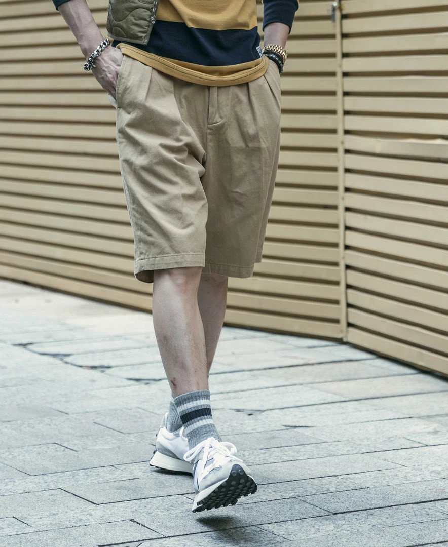 Non Stock BEST SELLERS Classic Straight Leg Double Pleated Shorts - Khaki 7 Non Stock BEST SELLERS Classic Straight Leg Double Pleated Shorts - Khaki