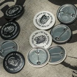 Bronson Vintage Watchdog Pin Button Badge - White