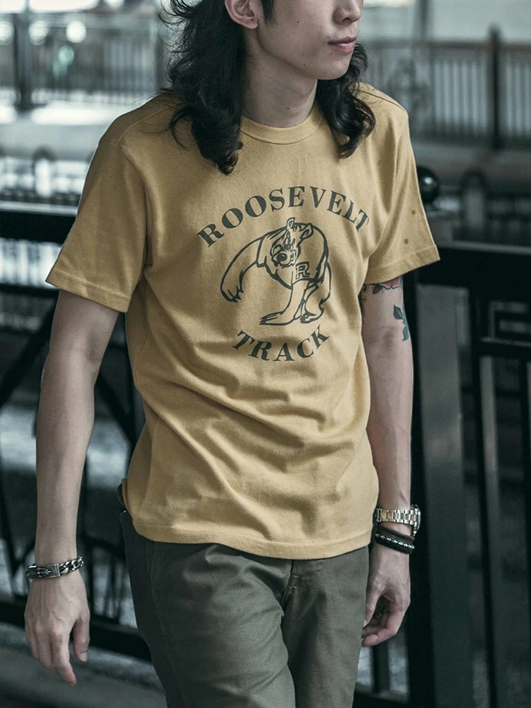Non Stock Vintage Roosevelt Track Print Short Sleeve T-Shirt TOPS 8 Non Stock Vintage Roosevelt Track Print Short Sleeve T-Shirt TOPS