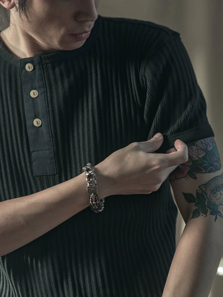 Bronson 11 Oz Vintage Ribbed Cotton Henley T-Shirt - Black 7 Bronson 11 Oz Vintage Ribbed Cotton Henley T-Shirt - Black