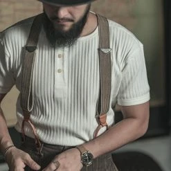 Bronson 11 Oz Vintage Ribbed Cotton Henley T-Shirt - White 14 Bronson 11 Oz Vintage Ribbed Cotton Henley T-Shirt - White