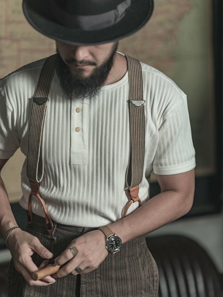 Bronson 11 Oz Vintage Ribbed Cotton Henley T-Shirt - White 8 Bronson 11 Oz Vintage Ribbed Cotton Henley T-Shirt - White