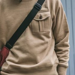 Non Stock TOPS 17.5 Oz Terry Cloth Military Pocket Sweatshirt - Khaki