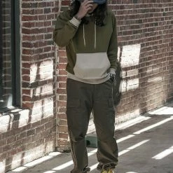 Non Stock NEW ARRIVALS 17.5 Oz Terry Cloth Two-Tone Hoodie - Olive/Apricot 25 Non Stock NEW ARRIVALS 17.5 Oz Terry Cloth Two-Tone Hoodie - Olive/Apricot