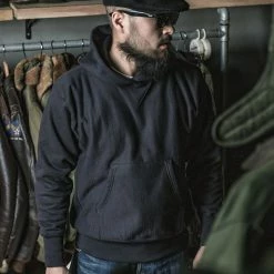 Bronson TOPS 21 Oz Military Academy Reverse Weave Hoodie - Black 19 Bronson TOPS 21 Oz Military Academy Reverse Weave Hoodie - Black