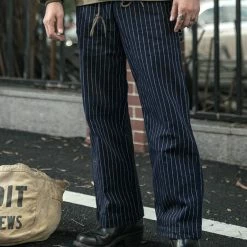 Bronson NEW ARRIVALS Lot 952 HBT Striped Mechanic Pants - Navy 30 Bronson NEW ARRIVALS Lot 952 HBT Striped Mechanic Pants - Navy