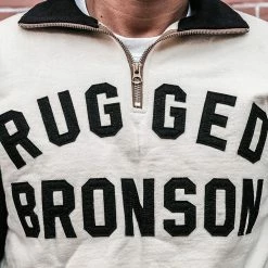 Bronson Motorcycle Turtle Zip Jersey Overweight Sweater - White TOPS