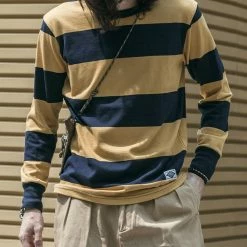 Non Stock TOPS 10 Oz Striped Long Sleeve Crewneck T-Shirt 21 Non Stock TOPS 10 Oz Striped Long Sleeve Crewneck T-Shirt