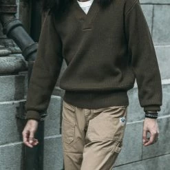 Bronson USAAF Type A-1 V-neck Mechanics Sweater - Olive 17 Bronson USAAF Type A-1 V-neck Mechanics Sweater - Olive