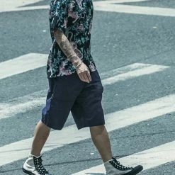 Non Stock Ukiyo-e Tiger & Bamboo Pattern Aloha Shirt - Black