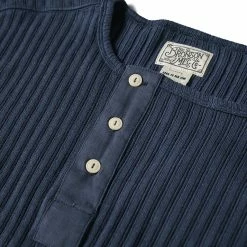 Bronson NEW ARRIVALS 11 Oz Vintage Ribbed Cotton Henley T-Shirt - Navy 18 Bronson NEW ARRIVALS 11 Oz Vintage Ribbed Cotton Henley T-Shirt - Navy