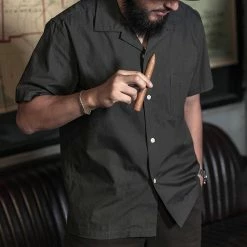 Bronson Classic Panama Open Collar Shirt - Dark Gray Back In Stock