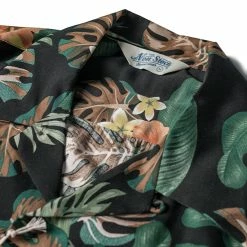 Non Stock Plants & Flowers Pattern Aloha Shirt - Black