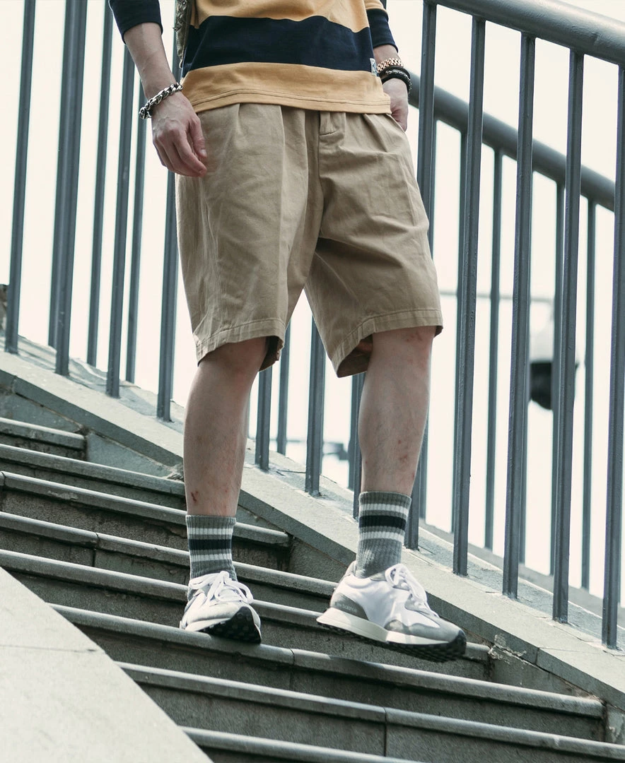 Non Stock BEST SELLERS Classic Straight Leg Double Pleated Shorts - Khaki 9 Non Stock BEST SELLERS Classic Straight Leg Double Pleated Shorts - Khaki