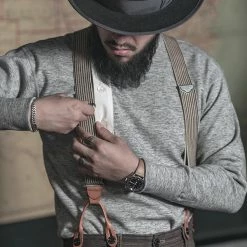 Bronson Old-Time Y-Back Leather Button Suspender 20 Bronson Old-Time Y-Back Leather Button Suspender